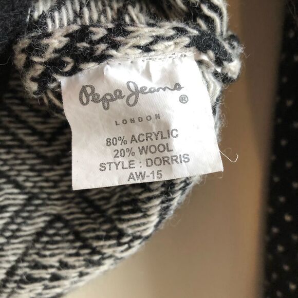 Pepe Jeans Dorris Wool Cozy Knit Long Sleeve Cropped Sweater Top Black - Picture 10 of 13